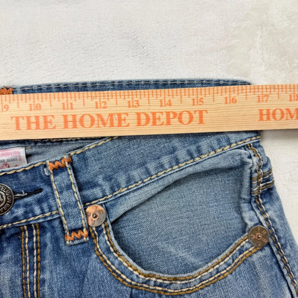 True Religion Ricky Straight Leg Jeans Mens 34x32 Made in USA Light Wash Blue